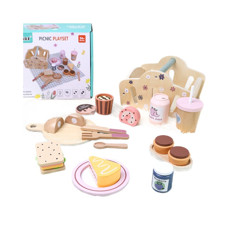 Simulated children's playhouse portable picnic set, afternoon tea dessert cake teapot cup tea set