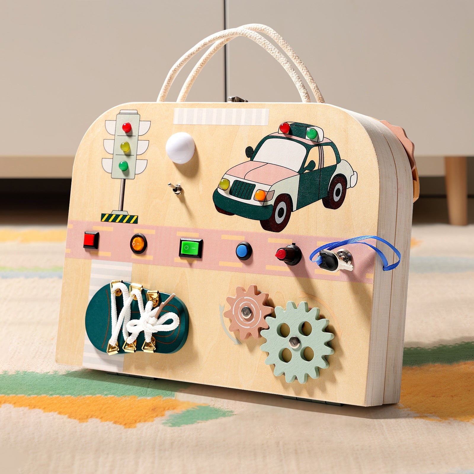 Everyday life teaching aids, light switch, drawing board, busy board, hand-eye coordination wooden children's educational toys