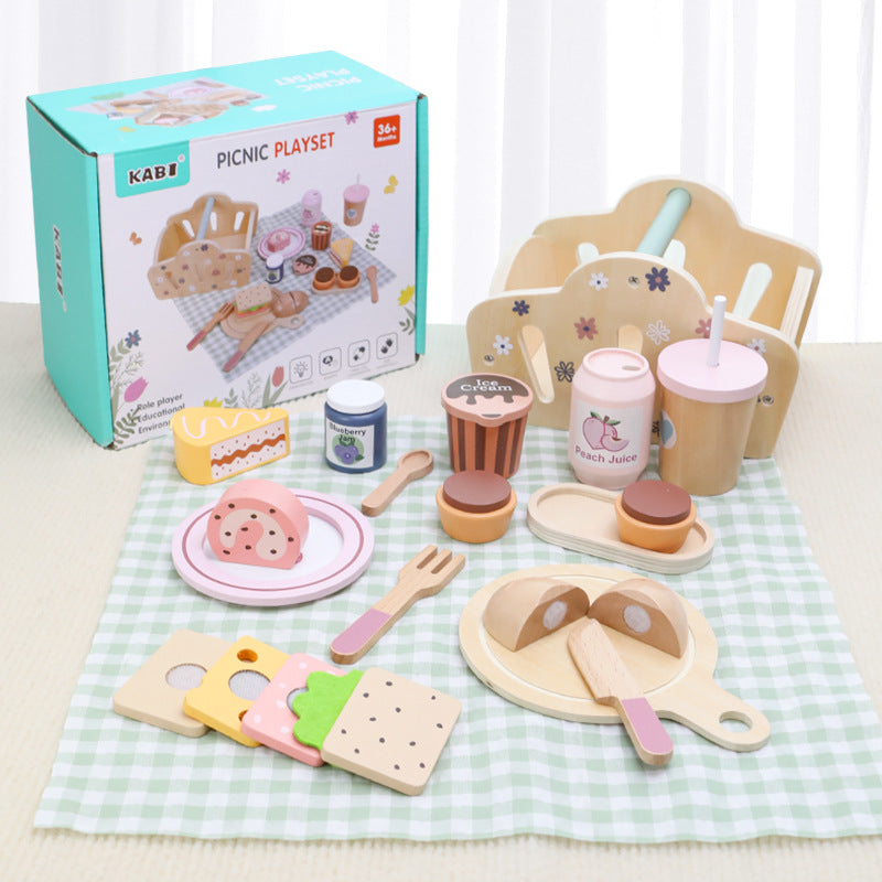 Simulated children's playhouse portable picnic set, afternoon tea dessert cake teapot cup tea set