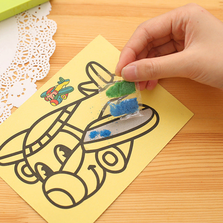 Wholesale yellow medium-sized sand painting bubble stickers 11.7*16.2cm DIY sand painting toy 0.012