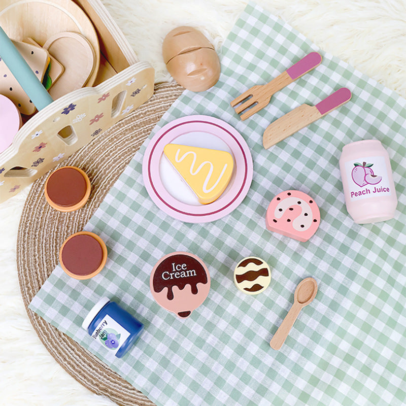 Simulated children's playhouse portable picnic set, afternoon tea dessert cake teapot cup tea set