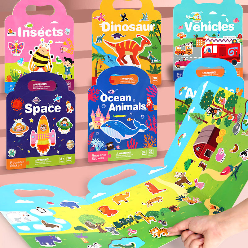 Portable reusable sticker book, 0.12cm, children's early education, hands-on, brain-stimulating puzzle toy.