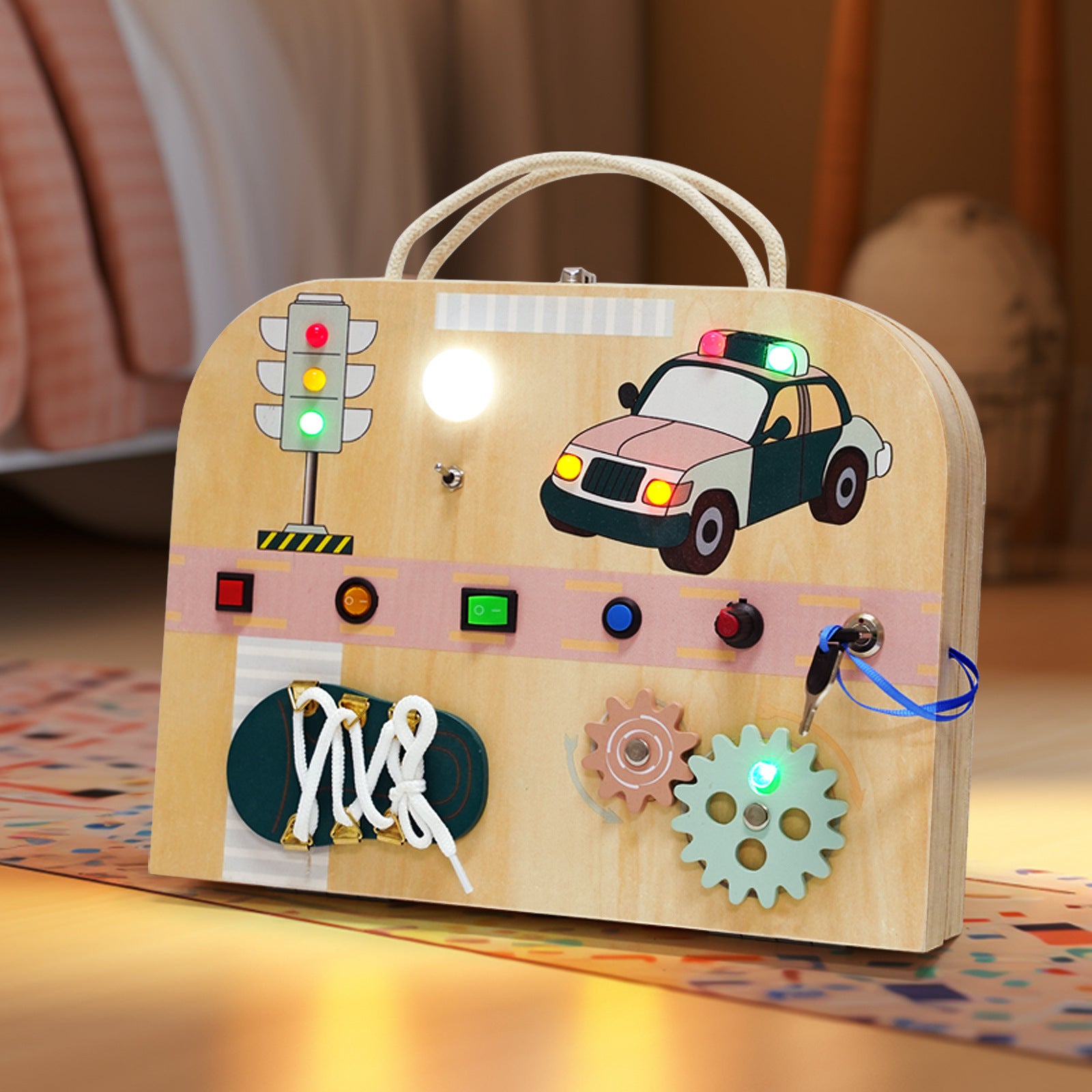 Everyday life teaching aids, light switch, drawing board, busy board, hand-eye coordination wooden children's educational toys