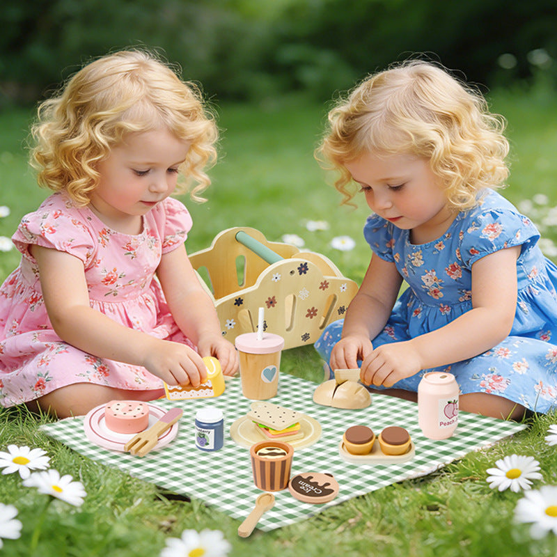Simulated children's playhouse portable picnic set, afternoon tea dessert cake teapot cup tea set